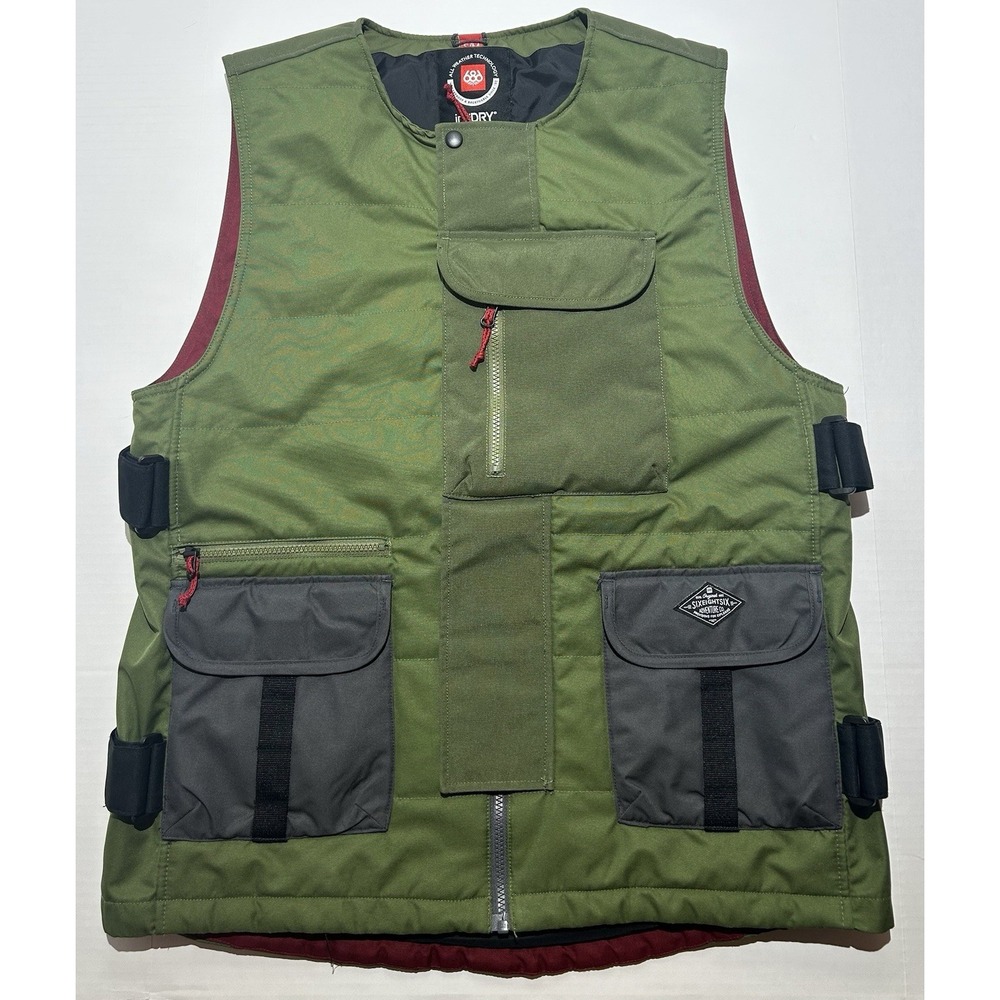 686 Torque Insulated Vest Small/Medium Surplus Green Skiing Winter Casual EUC